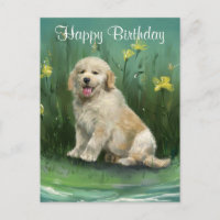 Bonne carte postale Anniversaire Golden Retriever
