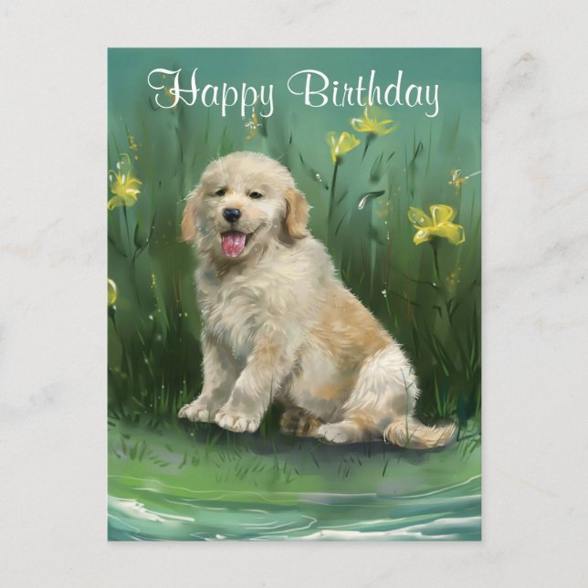 Bonne carte postale Anniversaire Golden Retriever (Devant)