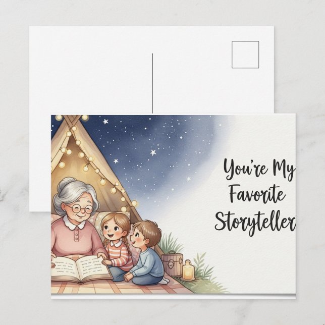 Bonne carte postale du jour des grands-parents (Devant / Derrière)