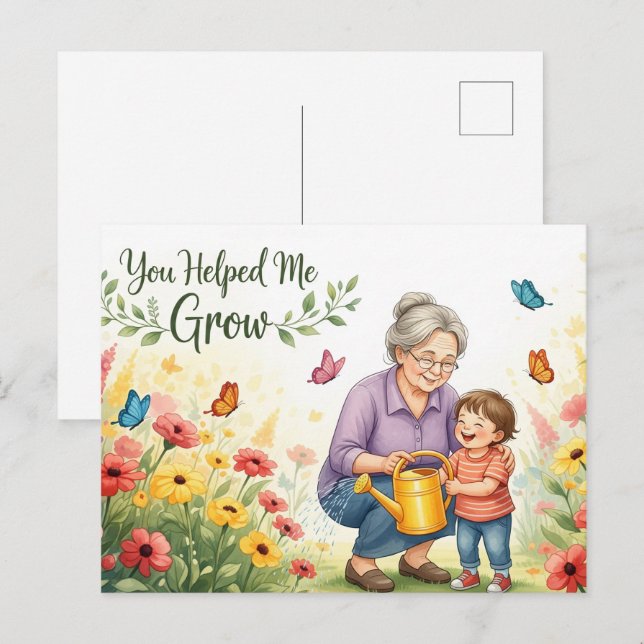 Bonne carte postale du jour des grands-parents (Devant / Derrière)