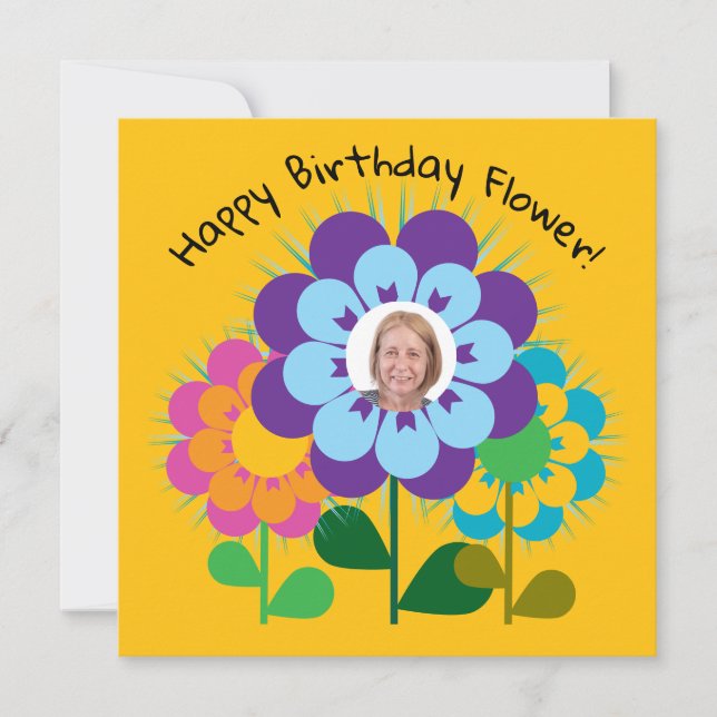 Bonne carte postale Fleur d'anniversaire Retro (Devant)