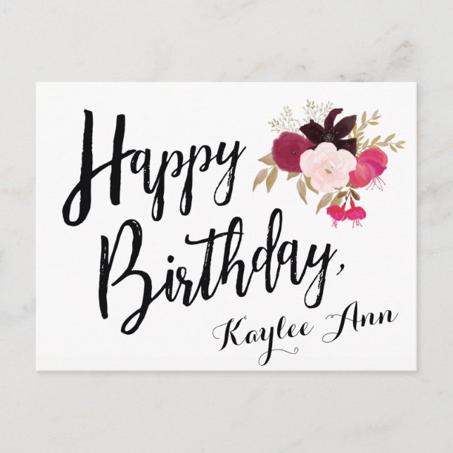 Bonne Carte Postale Florale Anniversaire Pour Elle (Devant)
