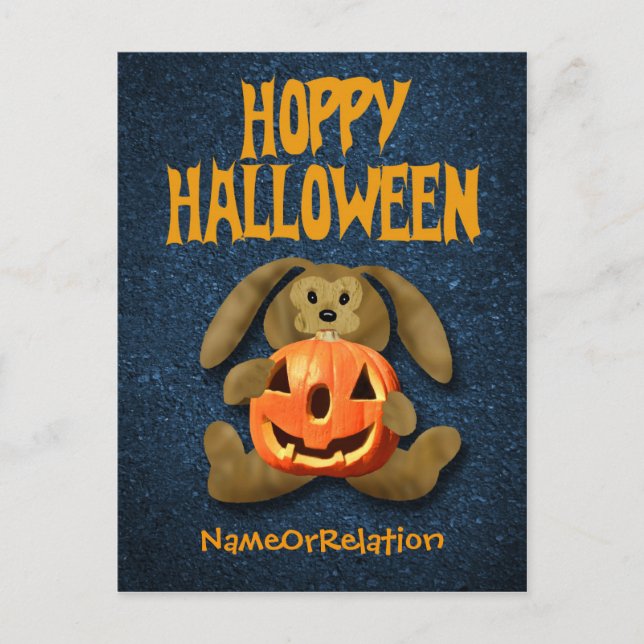 Bonne carte postale Halloween Bunny Jack-o-Lantern (Devant)