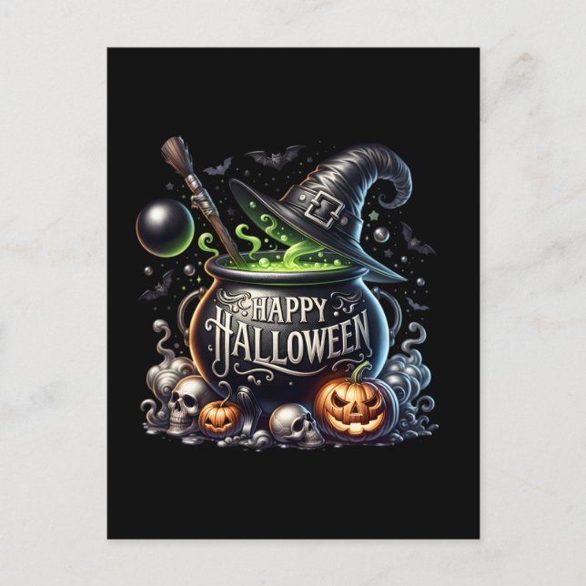 Bonne carte postale Halloween Cauldron Invitation  (Devant)