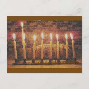 Bonne carte postale Hanoukka Menorah