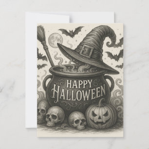 Bonne carte postale Invitation Cauldron Halloween