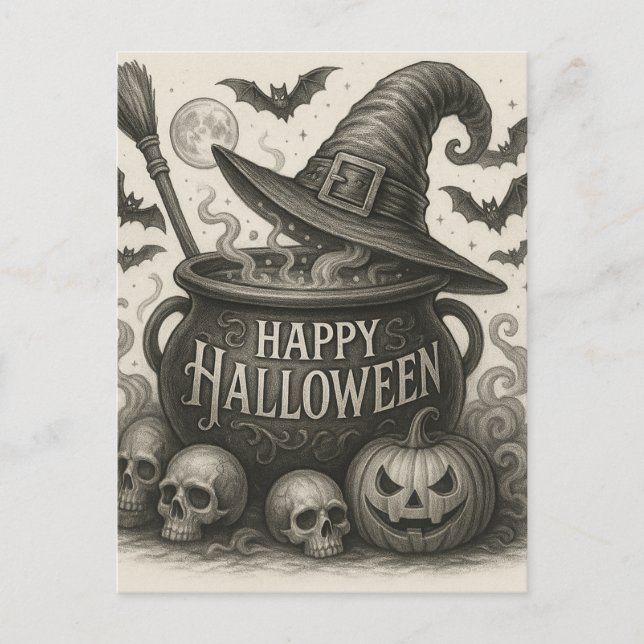 Bonne carte postale Invitation Cauldron Halloween (Devant)