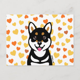 Bonne carte postale Kuro Shiba Coeurs