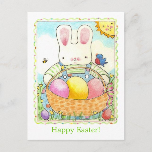 Bonne carte postale lapin de Pâques (Devant)