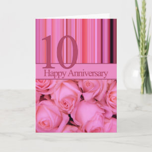 Bonne carte postale rose du 10e anniversaire