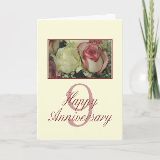 Bonne carte postale rose du 9e anniversaire