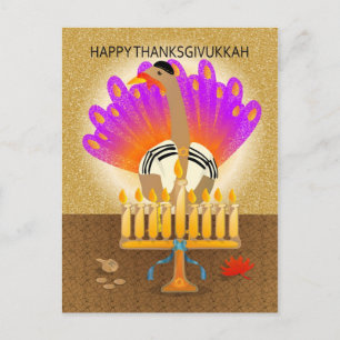 Bonne carte postale Thanksgivukkah Turkey