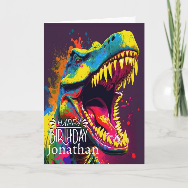 Bonne carte Roar Bleu Dinosaure Anniversaire (Devant)