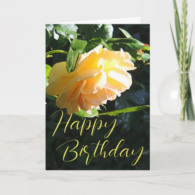 Bonne carte rose jaune d'anniversaire (Devant)