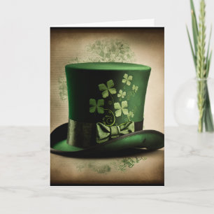 Bonne carte St. Patrick's Day avec un chapeau haut