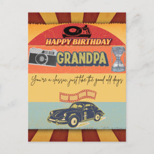 Bonne carte Vintage Anniversaire Grand-pa Retro
