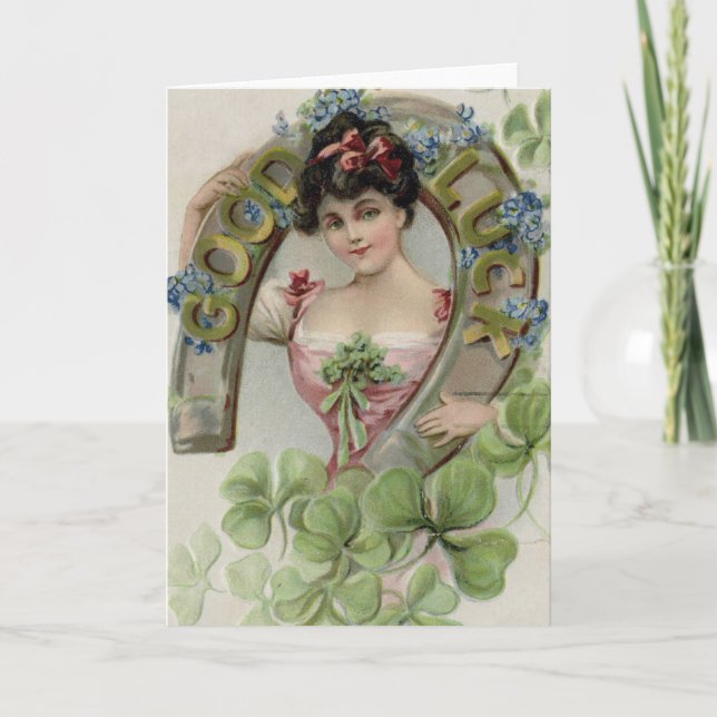 Bonne Chance - Carte vintage de la Saint-Patrick (Devant)