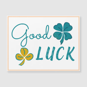 Bonne chance Four Leaf Clover Shamrock Magnet Card
