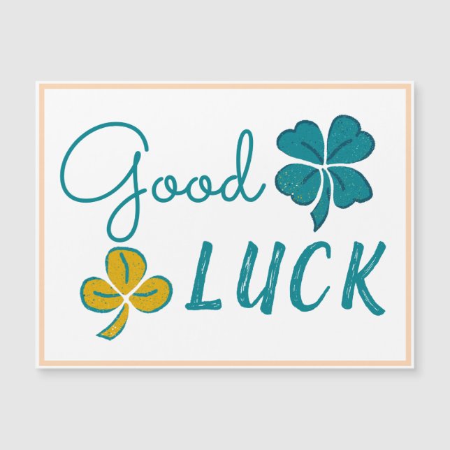 Bonne chance Four Leaf Clover Shamrock Magnet Card (Devant)