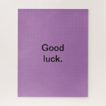 Bonne chance ou vos mots Puzzle Violet Noir<br><div class="desc">Pour plus de puzzles,  consultez ma collection ici : https://www.zazzle.com/collections/puzzles-119365910668886310?rf=238930530889665547</div>