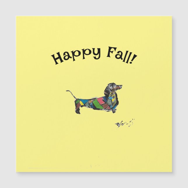 Bonne Chute ! Carte magnétique avec Dachshund (Devant)