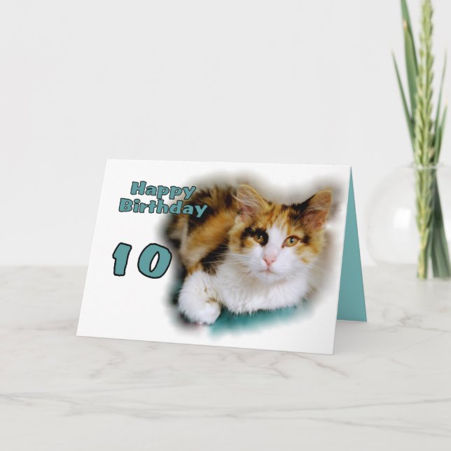 Bonne Dixième Anniversaire Calico Carte de chat (Devant)