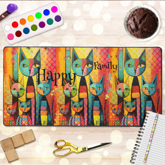Bonne famille de chats colorés