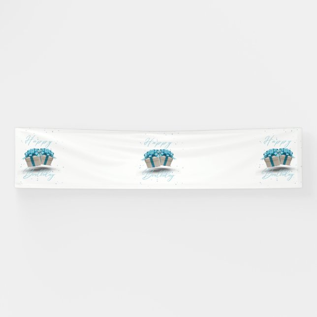 Bonne Fête Bébé Bleu Bannière Vinyle 2.5x12 (Horizontal)