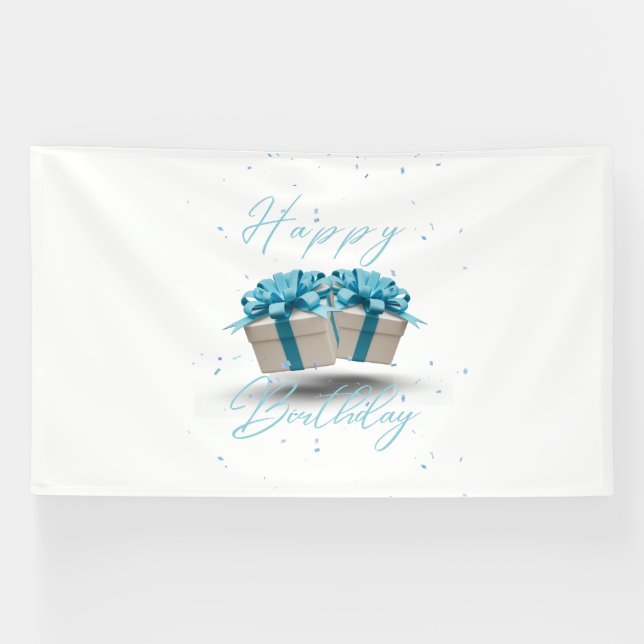 Bonne Fête Bébé Bleu Bannière Vinyle 6x10 (Horizontal)