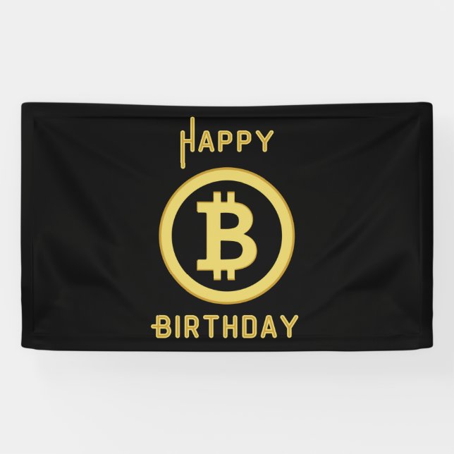 Bonne Fête Bitcoin Gold Bannière Vinyle 3x5 (Horizontal)