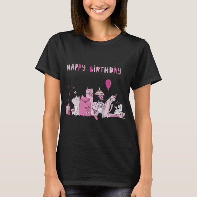 Bonne fête d'anniversaire Cat T-Shirt (Devant)