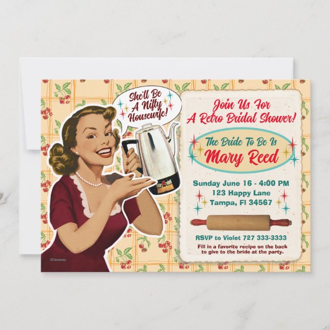 Bonne Fête des mariées femme au foyer Invitation / (Devant)