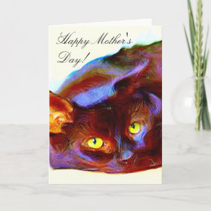 Bonne fête des mères Carte de voeux de chat noir