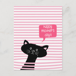 Bonne fête des mères mignonne Black Cat Carte post