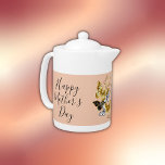 Bonne Fête des Mères Papillons du Coeur |<br><div class="desc">Monogrammé élégant Happy Mother's Day Tea Pot avec des papillons et le mot Maman à l'intérieur du coeur pour vous de personnaliser avec votre propre texte.</div>