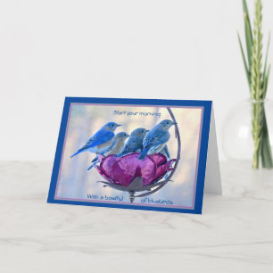 Bonne fête des oiseaux ! Carte : Bowlful of bluebi