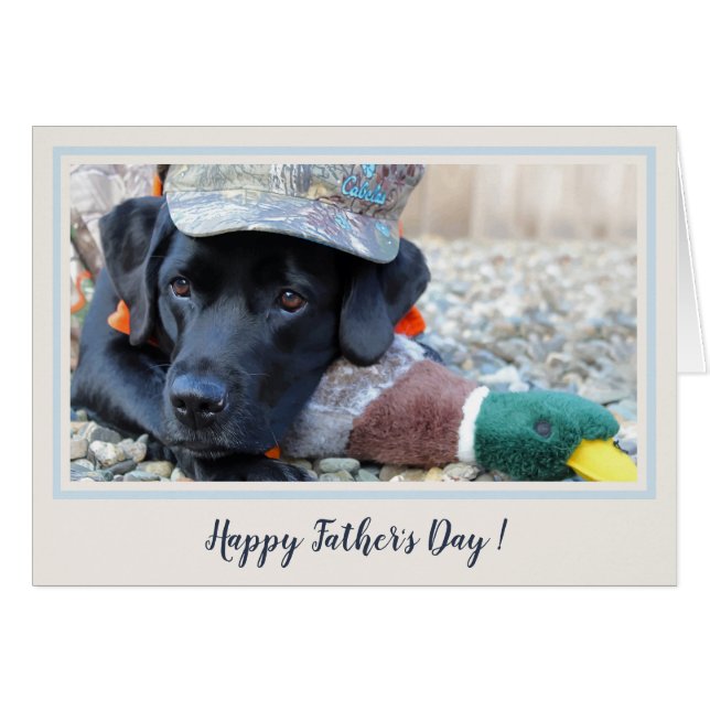 Bonne Fête des pères Black Labrador Cute Duck Dog  (Devant horizontal)