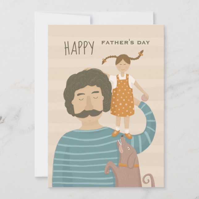 Bonne fête des pères. Papa fille et mignon chien d (Devant)