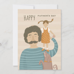 Bonne fête des pères. Papa fille et mignon chien d