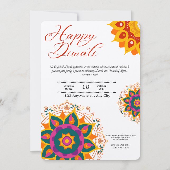 Bonne fête Diwali Invitation (Devant)