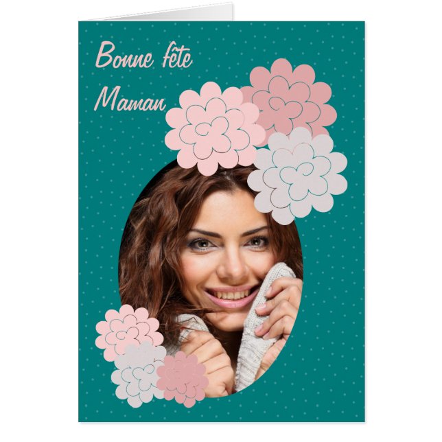 bonne fête maman fleurs et photo 01 vert (Devant)