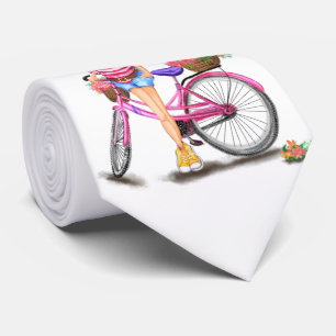 Bonne fille avec Cravate de vélo rose