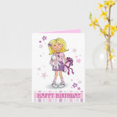 Bonne fille blonde anniversaire avec carte cadeau  (Yellow Flower)