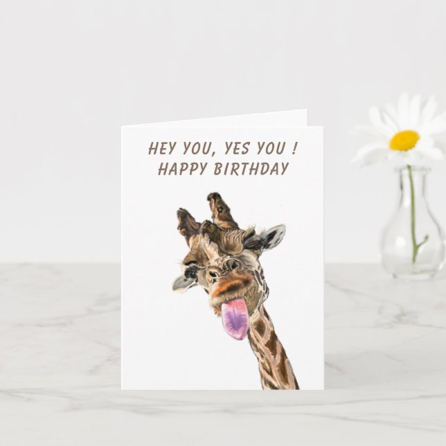 Bonne Giraffe drôle Carte d'anniversaire (Petite plante)