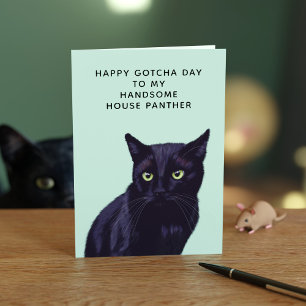 Bonne Gotcha Day Chat noir Carte d'anniversaire