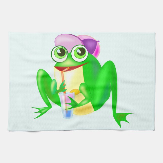 Bonne grenouille serviette de cuisine ensoleillée (Horizontal)