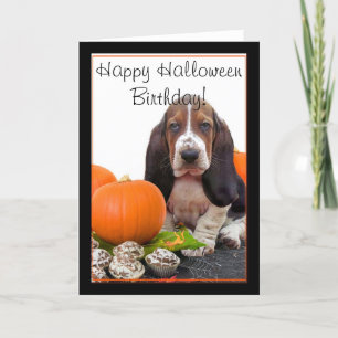 Bonne Halloween Anniversaire Basset Hound carte
