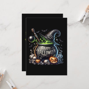 Bonne Halloween Cauldron Salutations Carte d'invit