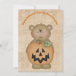 Bonne Halloween de la grande carte d'ours Citrouil