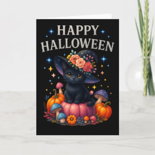 Bonne Halloween mignonne Citrouille Cat Carte de v